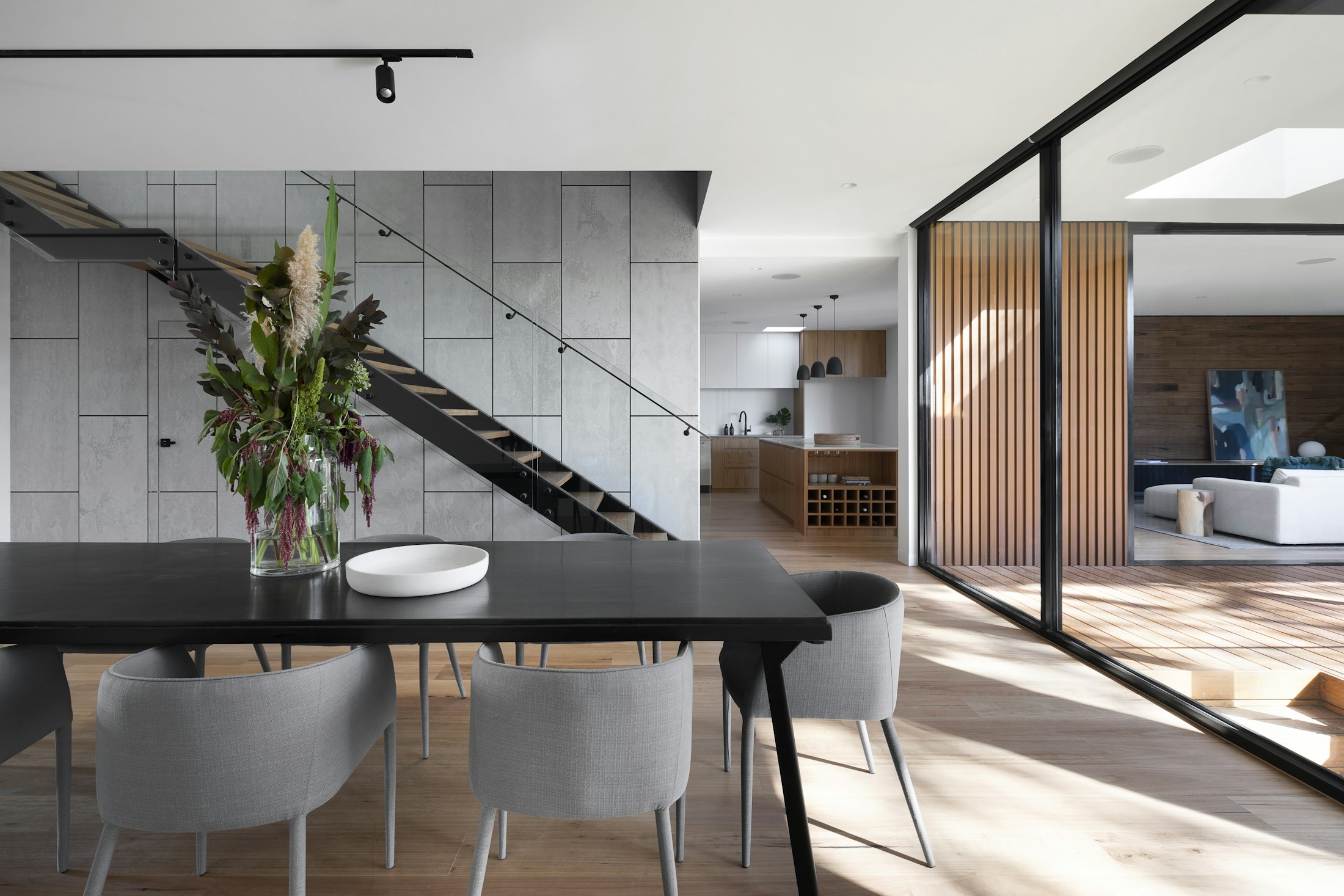 Luxury home interior kitchen and living room